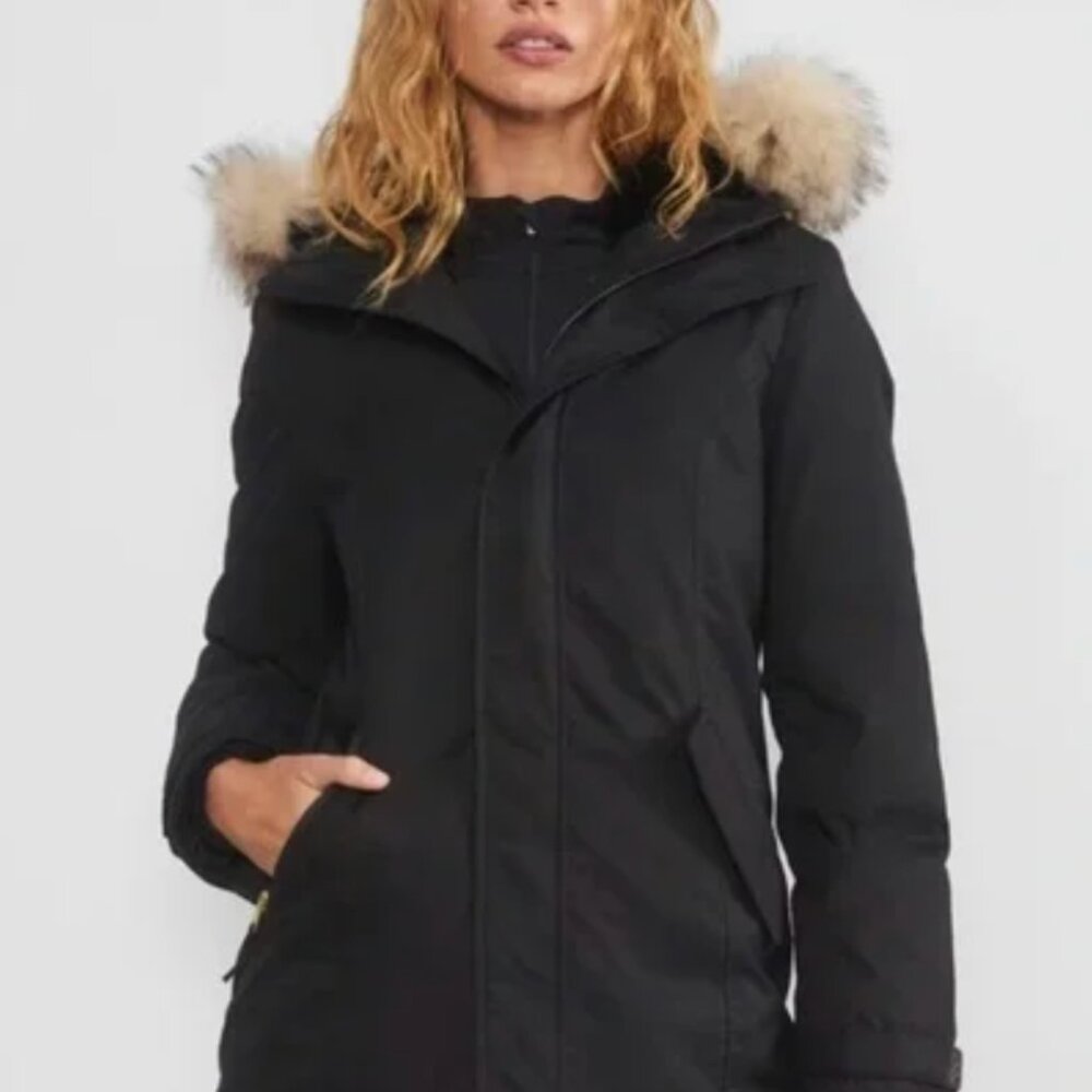 TNA Olive Green Puffer Jacket with Fur Hood - Picture 2 of 8